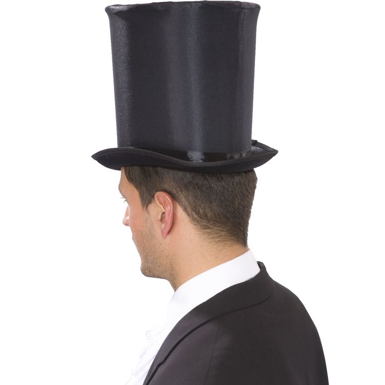 XXL Zylinder Schwarz mit Satinbezug für Herren von Vorne