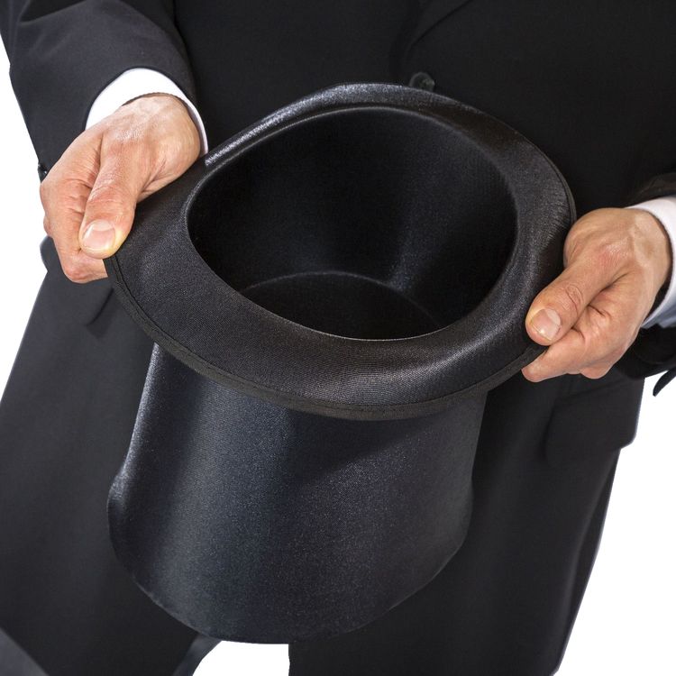 XXL Zylinder Schwarz mit Satinbezug für Herren von Vorne