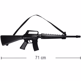 Sturmgewehr Schwarz 71 cm lang M118 Metallgehäuse 8 Schuss Gewehr Kostüm-Zubehör Kinder-Spielzeug Maschinengewehr Gangster Mafia Militär Accessoire Spielzeug Sturmgewehr Schwarz M118 von der Seite mit Maßangaben 71 cm lang