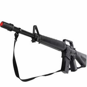 Sturmgewehr Schwarz 71 cm lang M118 Metallgehäuse 8 Schuss Gewehr Kostüm-Zubehör Kinder-Spielzeug Maschinengewehr Gangster Mafia Militär Accessoire Spielzeug Sturmgewehr Schwarz M118 seitlich von Vorne