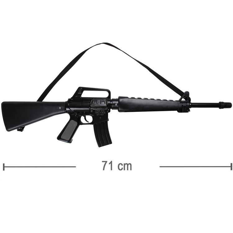 Spielzeug Sturmgewehr Schwarz M118 von der Seite mit den Hinweisen 8-Schuss-Gewehr und Made in EU