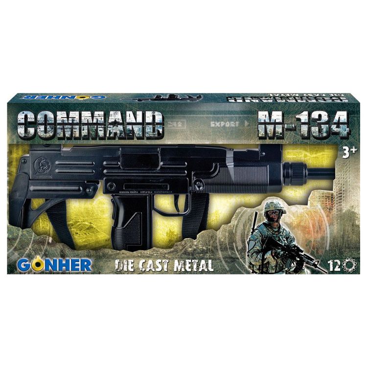 Spielzeug Maschinenpistole Schwarz 47cm lang M-134 Metallgehäuse 12 Schuss