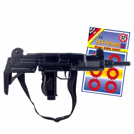Maschinenpistole Schwarz 47 cm lang M-134 inkl. 144 Schuss-Munition