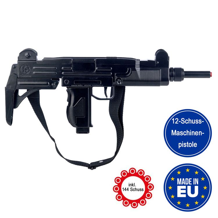 Maschinenpistole Schwarz 47 cm lang M-134 inkl. 144 Schuss-Munition