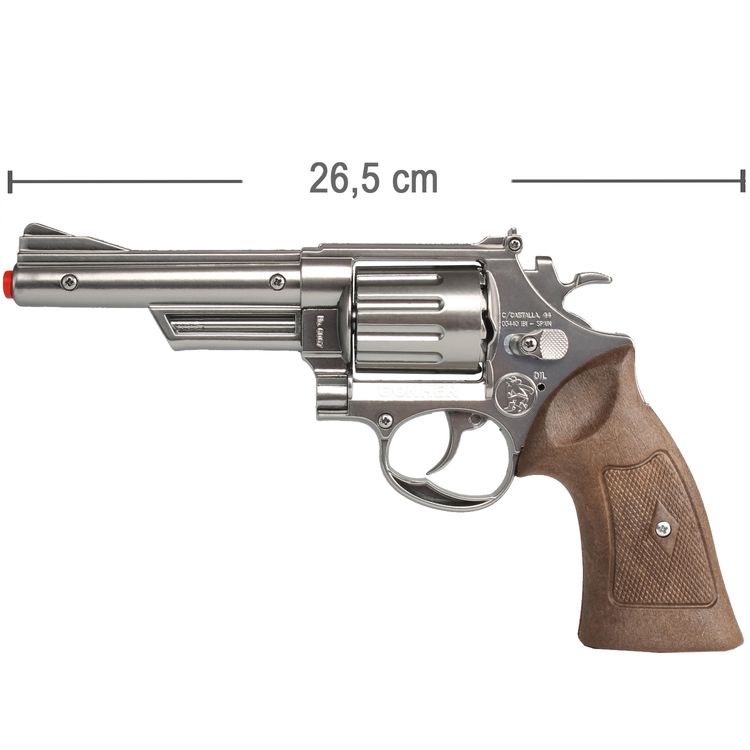 Revolver Polizei Silber Braun Magnum Pistole 26,5 cm Metallgehäuse 12 Schuss