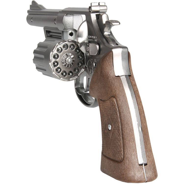 Revolver Polizei Silber Braun Magnum Pistole 26,5 cm Metallgehäuse 12 Schuss