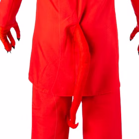 Teufel Kostüm Fürst der Hölle für Herren Gr. S-XXXL rot Halloween Fasching Karneval Mottoparty Nahaufnahme Teufel Kostüm Fürst der Hölle für Herren von Hinten mit Teufelsschwanz