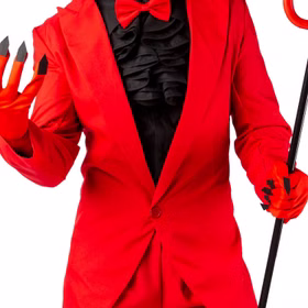 Teufel Kostüm Fürst der Hölle für Herren Gr. S-XXXL rot Halloween Fasching Karneval Mottoparty Nahaufnahme Teufel Kostüm Fürst der Hölle für Herren von Vorne