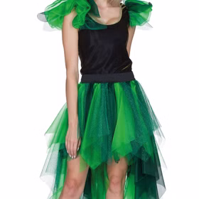 Waldfee Kostüm Fee Elvina für Damen Gr. 36-44 grün Märchen Fasching Karneval Mottoparty Detailaufnahme Oberteil und Rock von Vorne