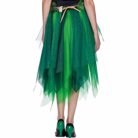 Waldfee Kostüm Fee Elvina für Damen Gr. 36-44 grün Märchen Fasching Karneval Mottoparty Detailaufnahme Rock von Hinten