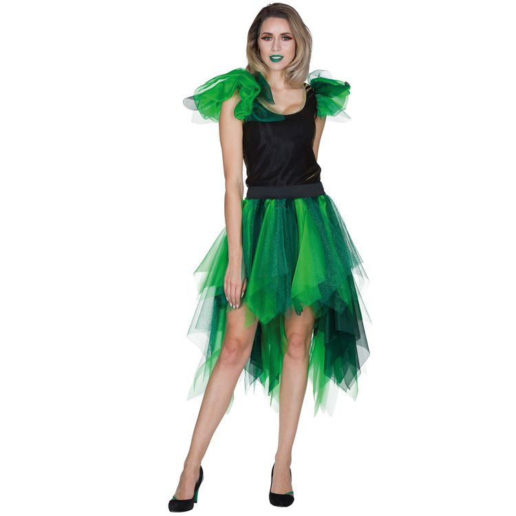 Waldfee Kostüm Fee Elvina für Damen Waldfee Kostüm Fee Elvina von Vorne mit dekorativen Blumen geschmückt