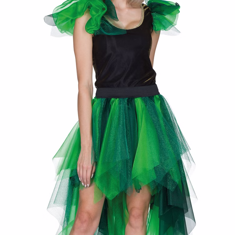 Waldfee Kostüm Fee Elvina für Damen Gr. 36-44 grün Märchen Fasching Karneval Mottoparty Detailaufnahme Oberteil und Rock von Vorne