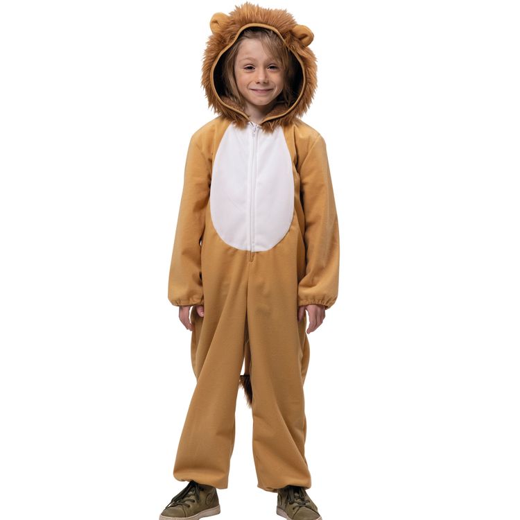 Löwen Kostüm Leo mit Mähne für Kinder Löwen Kostüm Leo mit Mähne für Kinder die Hände zu Löwenkrallen geformt seitlich von Vorne