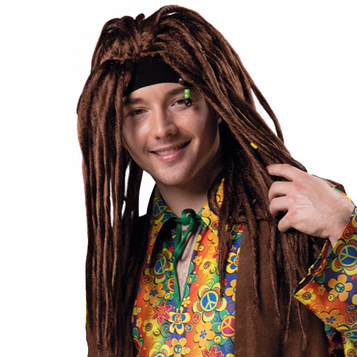 Hippie Perücke 90er Jahre Dreadlocks lange Haare für Erwachsene von der Seite