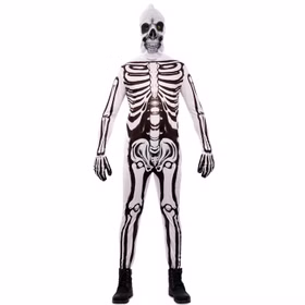 Skelett Kostüm Mr. Bones Halloween für Herren Gr. 48-52 Schwarz Weiß Fasching Karneval Mottoparty Skelett Kostüm für Herren von Vorne.