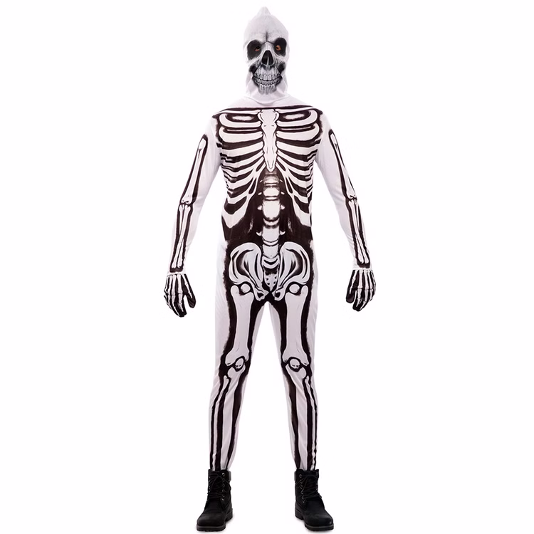 Skelett Kostüm Mr. Bones Halloween für Herren Gr. 48-52 Schwarz Weiß Fasching Karneval Mottoparty Skelett Kostüm für Herren von Vorne.