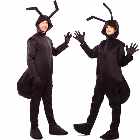 Ameisen Kostüm Waldameise Big Ants für Erwachsene Schwarz G. S-L Paarkostüm Gruppenkostüm Tier Tierkostüm Fasching Karneval Mottoparty Ameisen Kostüm Waldameise Big Ants für Erwachsene Mann rechts und Frau links seitlich von Vorne
