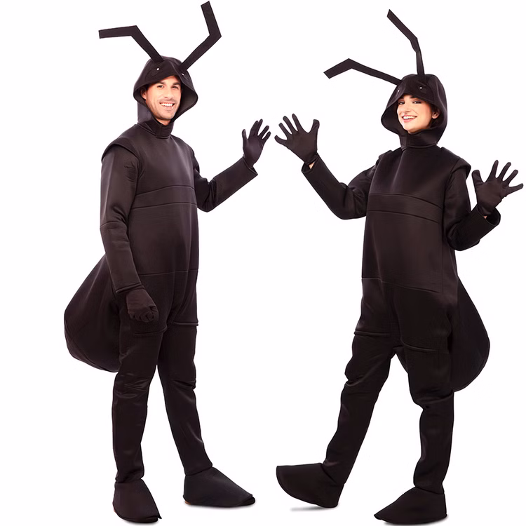 Ameisen Kostüm Waldameise Big Ants für Erwachsene Schwarz G. S-L Paarkostüm Gruppenkostüm Tier Tierkostüm Fasching Karneval Mottoparty Ameisen Kostüm Waldameise Big Ants für Erwachsene Mann rechts und Frau links seitlich von Vorne