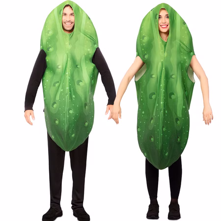 Saure Gurken Kostüm Green Pickle für Erwachsene Gr. M/L grün Fasching Karneval Mottoparty Spaßkostüm Unisex-Kostüm Paarkostüm Saure Gurken Kostüm Green Pickle für Erwachsene von Vorne