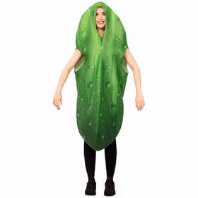 Saure Gurken Kostüm Green Pickle für Erwachsene Gr. M/L grün Fasching Karneval Mottoparty Spaßkostüm Unisex-Kostüm Paarkostüm Saure Gurken Kostüm Green Pickle für Erwachsene Dame von Vorne