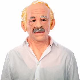 Opa Maske mit grauem Schnurrbart und Falten aus Latex für Herren von Vorne