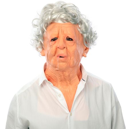 Oma Maske Granny mit Falten und grauen Harren für Damen