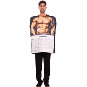 Kalender Kostüm mit März-Motiv für Herren mit versteckten Armen von Vorne