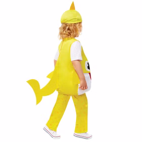 Baby Shark Kostüm kleiner Hai Gelb für Kinder von der Hinten