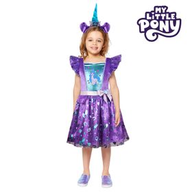 My Little Pony Kostüm Izzy Moonbow Kleid mit Haarreif für Kinder von Vorne mit My Little Pony Logo