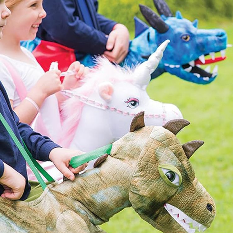 Drachen Kostüm reitender Drache Tragmich für Kinder 3-8 Jahre blau rot Fasching