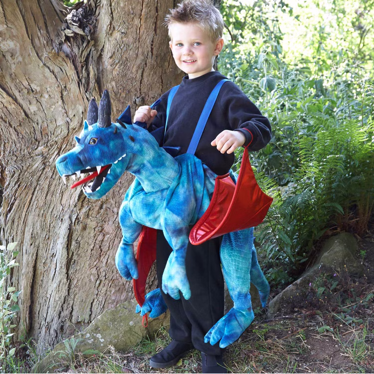 Drachen Kostüm reitender Drache Tragmich für Kinder 3-8 Jahre blau rot Fasching Drachen Kostüm reitender Drache Tragmich für Kinder 3-8 Jahre blau rot Fasching