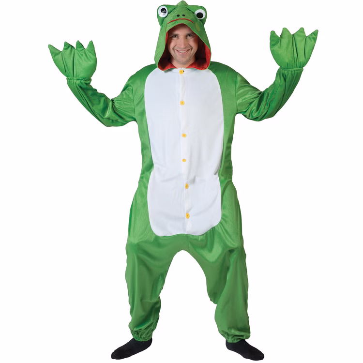 Frosch Kostüm Verwunschener Frosch Splash für Herren Gr. M/L JGA Tier Tierkostüm Fasching Karneval Mottoparty Märchen Junggesellenabschied Frosch Kostüm für Herren von Vorne