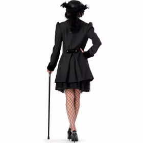 Gothic Kostüm Schwarze Barock Jacke für Damen Gr. 36-50 Kleid Schwarz Fasching Karneval Mottoparty Gothic Kostüm Schwarze Barock Jacke für Damen von Hinten