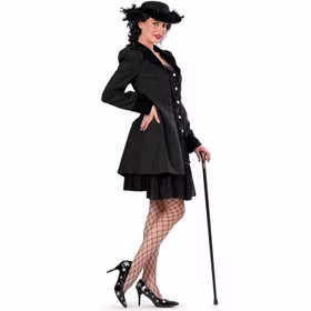 Gothic Kostüm Schwarze Barock Jacke für Damen Gr. 36-50 Kleid Schwarz Fasching Karneval Mottoparty Gothic Kostüm Schwarze Barock Jacke für Damen von der Seite