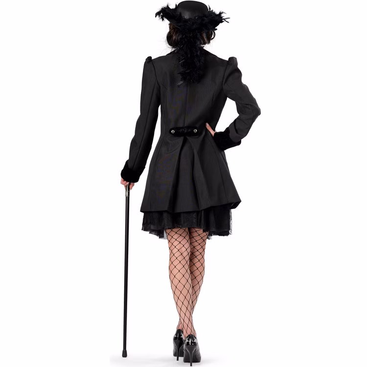 Gothic Kostüm Schwarze Barock Jacke für Damen Gr. 36-50 Kleid Schwarz Fasching Karneval Mottoparty Gothic Kostüm Schwarze Barock Jacke für Damen von Hinten