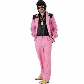50er Jahre Kostüm Rock 'n' Roll Pink Perfection Disco Dude für Herren Gr. 48-58 Rosa Fasching Karneval Mottoparty Pimp Proll 50er Jahre Kostüm Rock 'n' Roll Pink Perfection Disco Dude für Herren mit beiden Händen in den Hosentaschen von Vorne