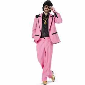 50er Jahre Kostüm Rock 'n' Roll Pink Perfection Disco Dude für Herren Gr. 48-58 Rosa Fasching Karneval Mottoparty Pimp Proll 50er Jahre Kostüm Rock 'n' Roll Pink Perfection Disco Dude für Herren mit der rechten Hand in der Hosentasche von Vorne