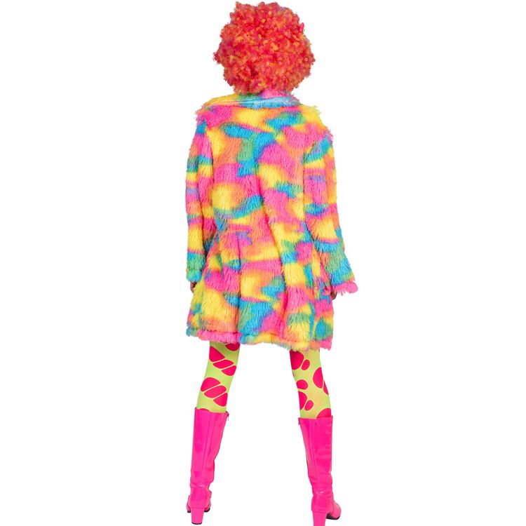 90er Jahre Kostüm Fluffy Rainbow Jacke Disco Bird für Damen