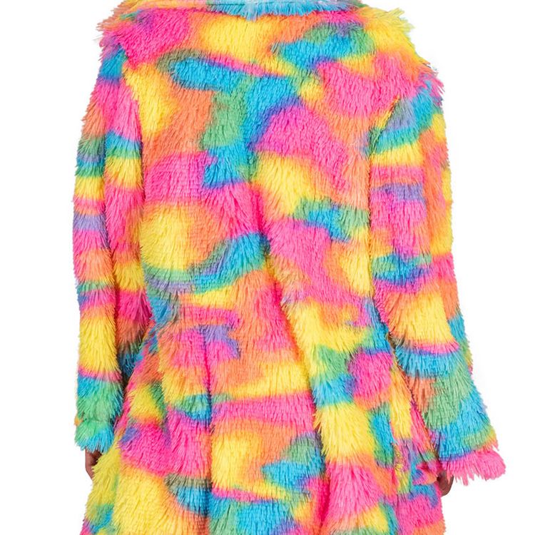 90er Jahre Kostüm Fluffy Rainbow Jacke Disco Bird für Damen
