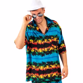 Aloha Shirt Hemd Blau mit Palmen für Herren Aloha Shirt Hemd Blau mit Palmen für Herren