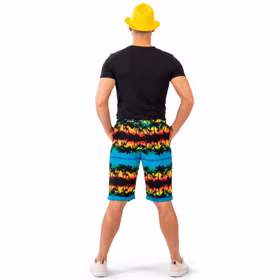 Hawaii Kostüm Aloha Shorts & Hemd Blau mit Palmen für Herren Gr. 48-58 Beachparty Sommerparty Party-Outfit Fasching Karneval Mottoparty Hawaii Kostüm Aloha Shorts & Hemd für Herren von Hinten