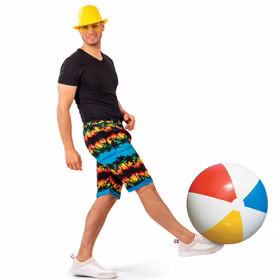 Hawaii Kostüm Aloha Shorts & Hemd Blau mit Palmen für Herren Gr. 48-58 Beachparty Sommerparty Party-Outfit Fasching Karneval Mottoparty Hawaii Kostüm Aloha Shorts & Hemd für Herren von der Seite