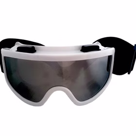 80er und 90er Jahre Kostüm Vokuhila Perücke mit Skibrille für Herren Accessoire Fasching Karneval Mottoparty Festival Weiße Brille mit leicht getönten Gläsern von Vorne