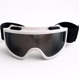 Skibrille weiß mit leicht getönten Gläsern Spaßbrille Kostüm-Zubehör für Erwachsene Accessoire Fasching Karneval Mottoparty Weiße Brille mit leicht getönten Gläsern von Vorne