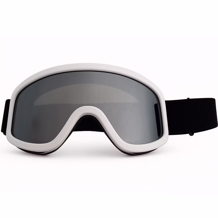 Skibrille weiß mit leicht getönten Gläsern Spaßbrille Kostüm-Zubehör für Erwachsene Accessoire Fasching Karneval Mottoparty Weiße Brille mit leicht getönten Gläsern von Vorne