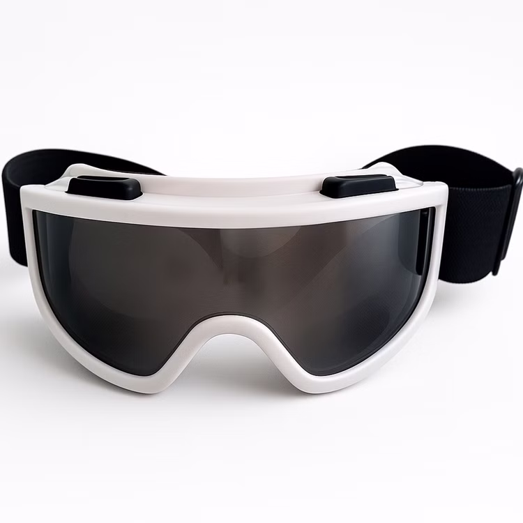 Skibrille weiß mit leicht getönten Gläsern Spaßbrille Kostüm-Zubehör für Erwachsene Accessoire Fasching Karneval Mottoparty Weiße Brille mit leicht getönten Gläsern von Vorne