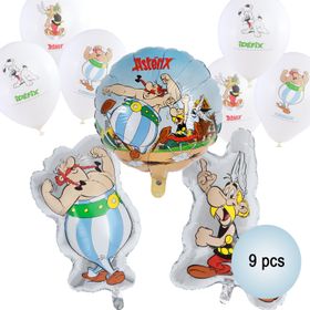 Asterix & Obelix Ballon-Set bestehend aus drei Folienballons und sechs Luftballons