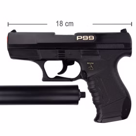 Maßangaben Pistole mit einer Länge von 18 Zentimeter von der Seite