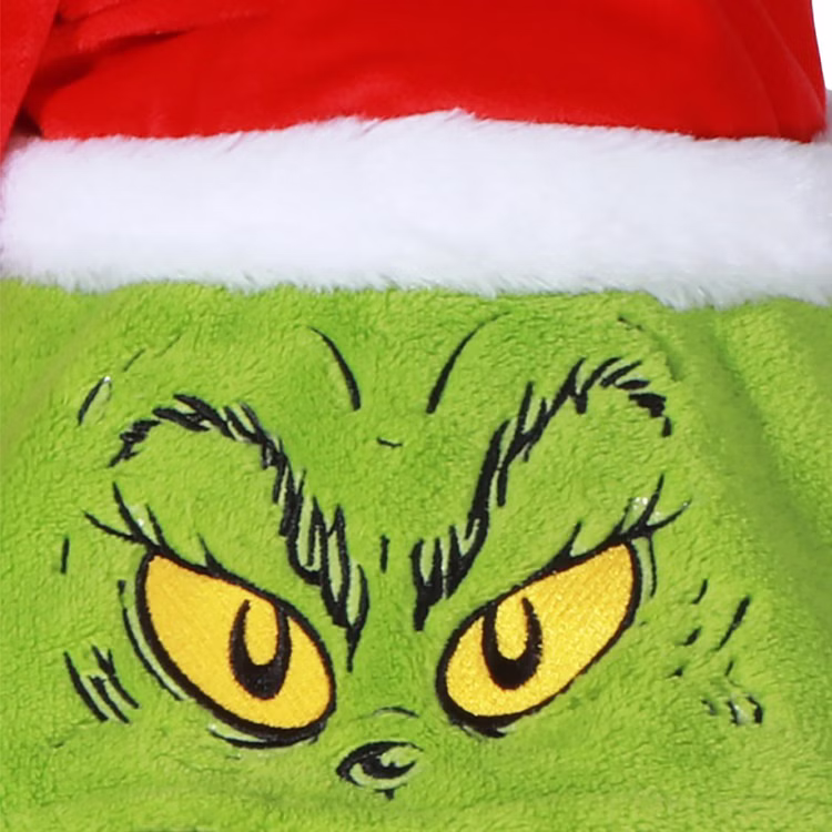 Grinch Kostüm The Grinch Kigurumi Overall für Kinder & Erwachsene Gr. 164-190 cm Weihnachten Advent Weihnachtsmuffel Fasching Karneval Mottoparty Detailaufnahme Kapuze vom Grinch Kostüm von Vorne
