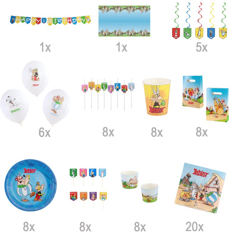 XXL Asterix & Obelix Geburtstag Party-Set Tisch-Deko 85-tlg. Part-Deko
